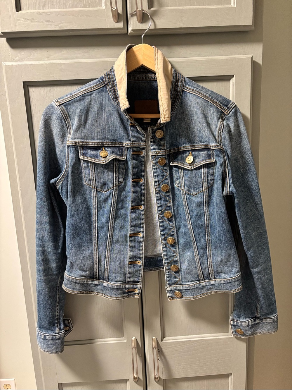 Burberry Blue Denim Jacket with Cream Contrast Collar